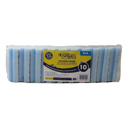 Optima Proclean Sponge Scourers - Pack of 10 - Colour Coded