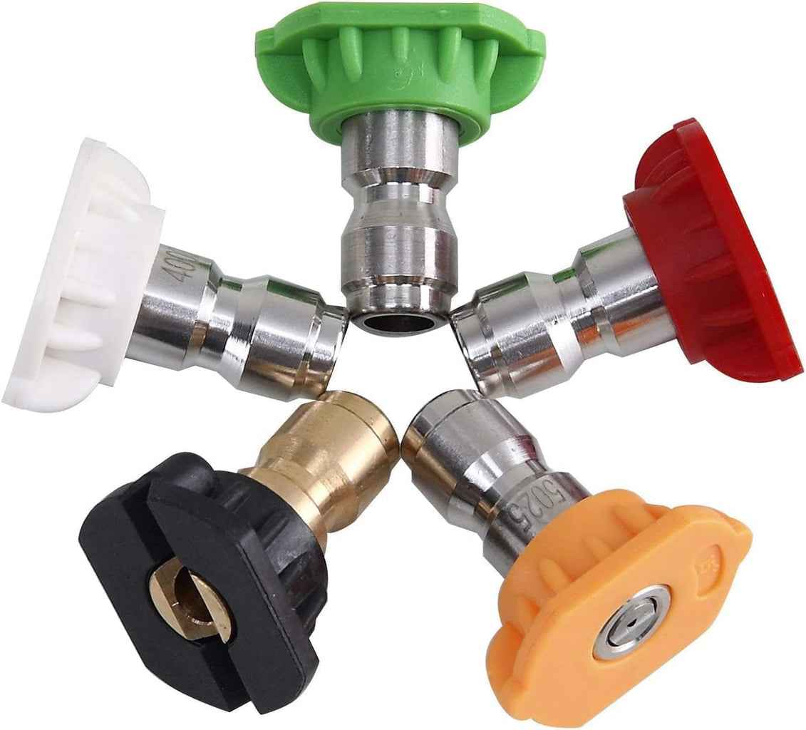 Pressure Washer QR Spray Nozzle Tip Set 1/4 Quick Release - Pack of 5