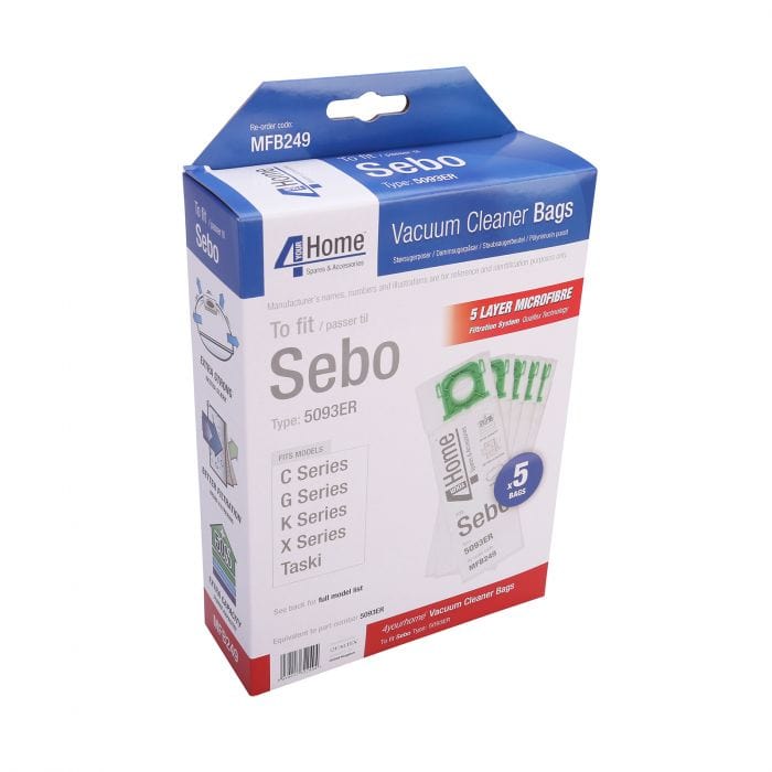 Sebo X & C Vacuum Cleaner Microfibre Bag - 5093ER (Pack Of 5) - Commercial Cleaning Machines Ltd
