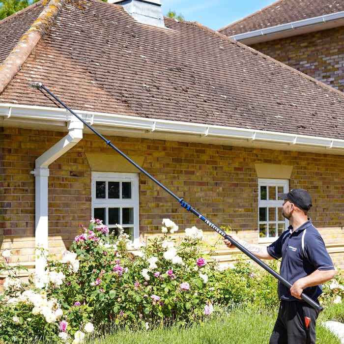 SkyScraper Roof Cleaning Package with Telescopic Pole, 24ft - 34ft Options
