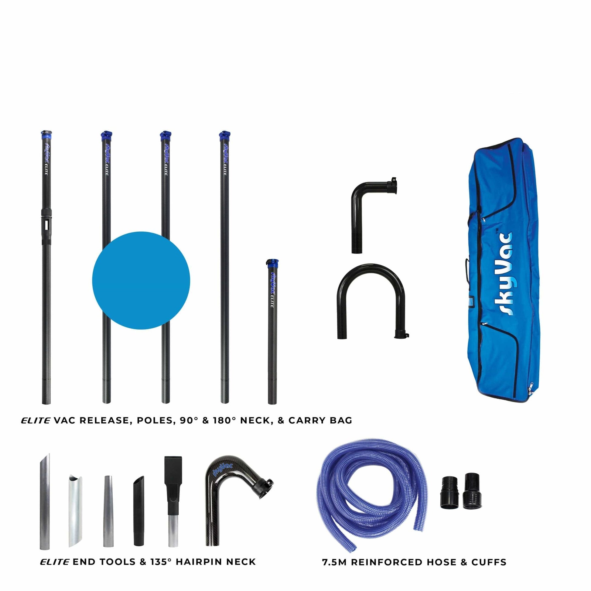 skyVac Elite 50mm Clamped Carbon Fibre Gutter Pole Set - Commercial Cleaning Machines Ltd