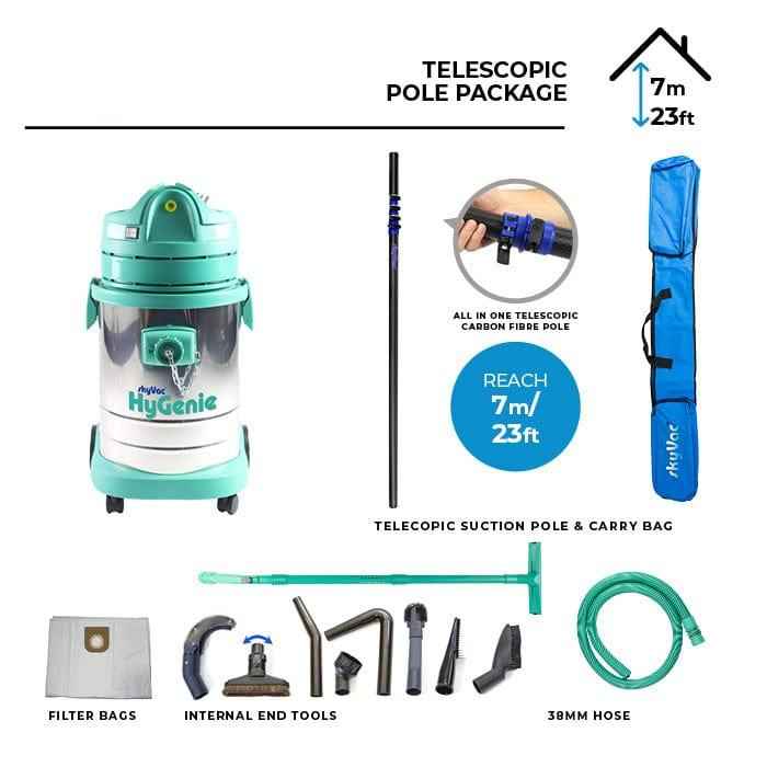 skyVac Hygenie H Class High Reach Vacuum With Telescopic Suction Poles
