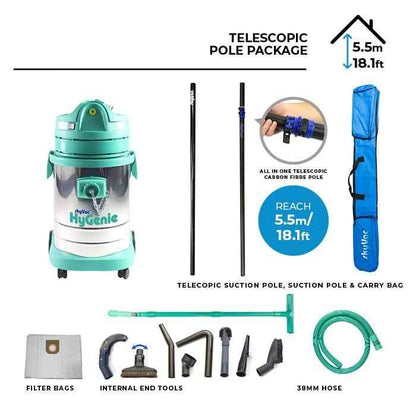 skyVac Hygenie H Class High Reach Vacuum With Telescopic Suction Poles