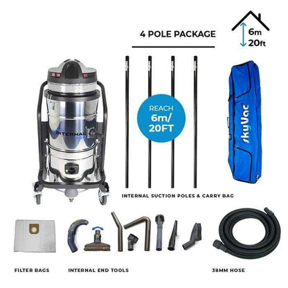 skyVac Internal 150 With High Reach Telescopic Suction Pole or Push Fit Poles