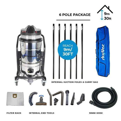 skyVac Internal 150 With High Reach Telescopic Suction Pole or Push Fit Poles