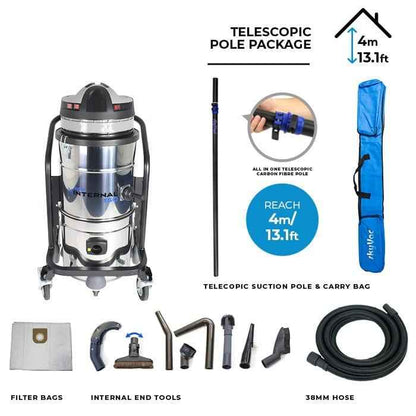 skyVac Internal 150 With High Reach Telescopic Suction Pole or Push Fit Poles