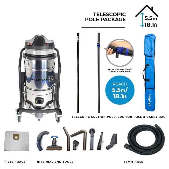 skyVac Internal 150 With High Reach Telescopic Suction Pole or Push Fit Poles