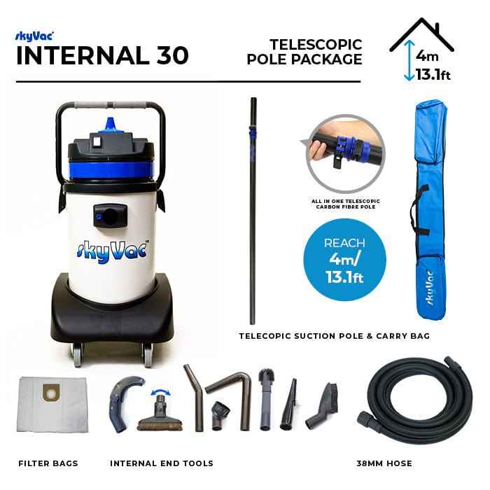 skyVac Internal 30 With High Suction Pole Set - Upto 40ft - 240v or 110v