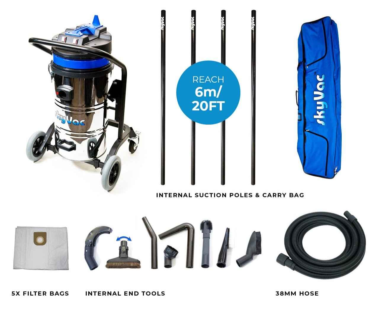 skyVac Internal 78 With High Suction Pole Set - Upto 40ft - 240v