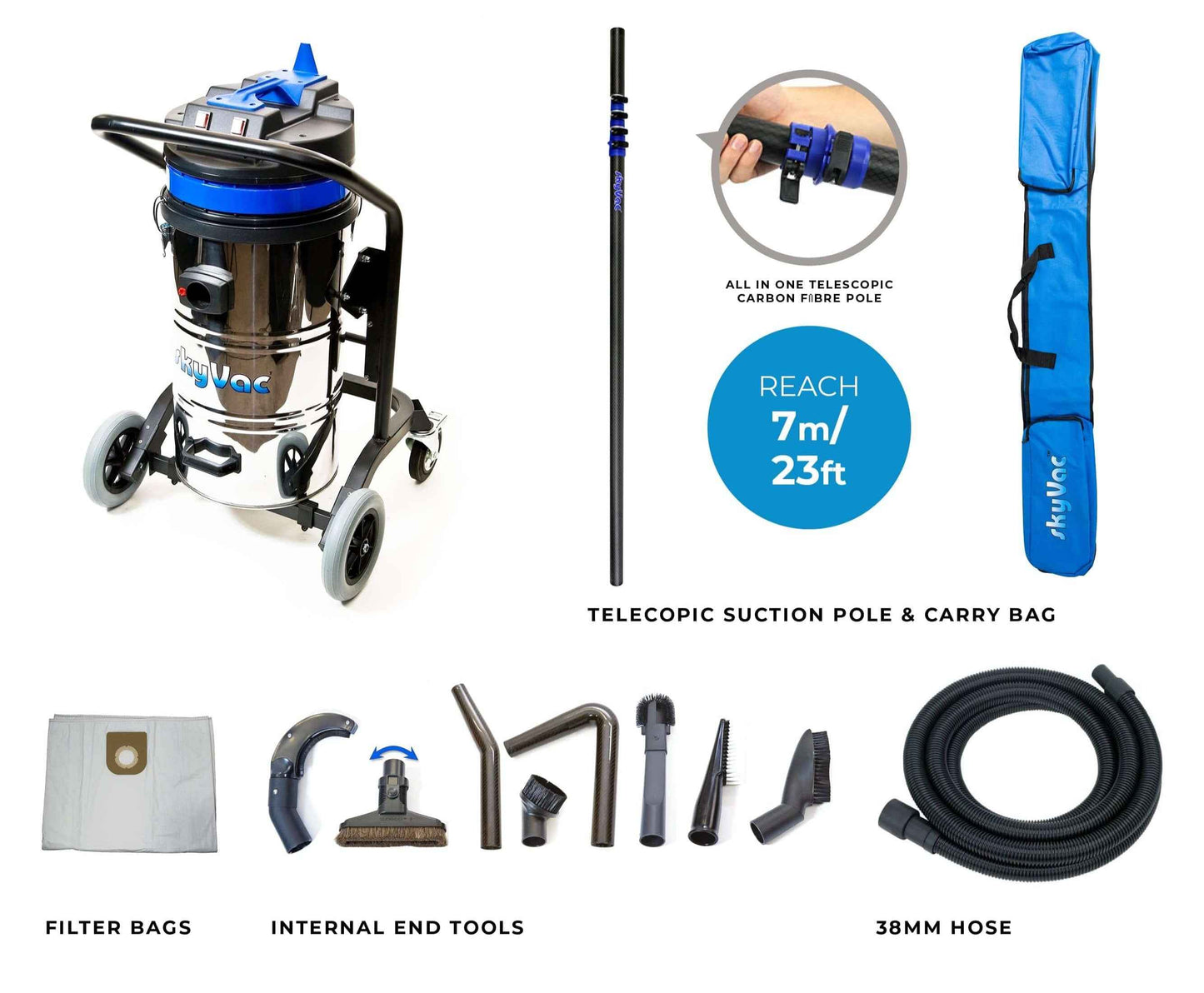 skyVac Internal 78 With High Suction Pole Set - Upto 40ft - 240v