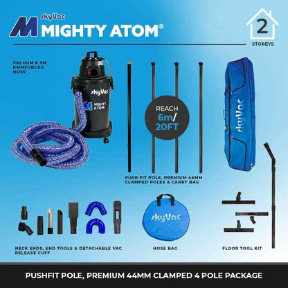 skyVac Mighty Atom With High Reach Pole Set - Compact, Light, Powerful 110v