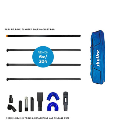 skyVac Premium 44mm Clamped Carbon Fibre Gutter Pole Set - Commercial Cleaning Machines Ltd