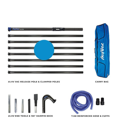 skyVac Premium 50mm Clamped Carbon Fibre Gutter Pole Set - Commercial Cleaning Machines Ltd