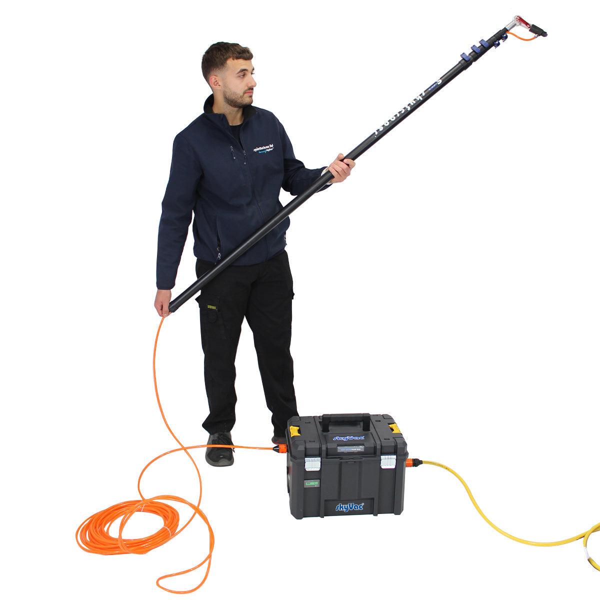 skyVac Softwash Applicator - Carbon Fibre Water Fed Pole System - Commercial Cleaning Machines Ltd