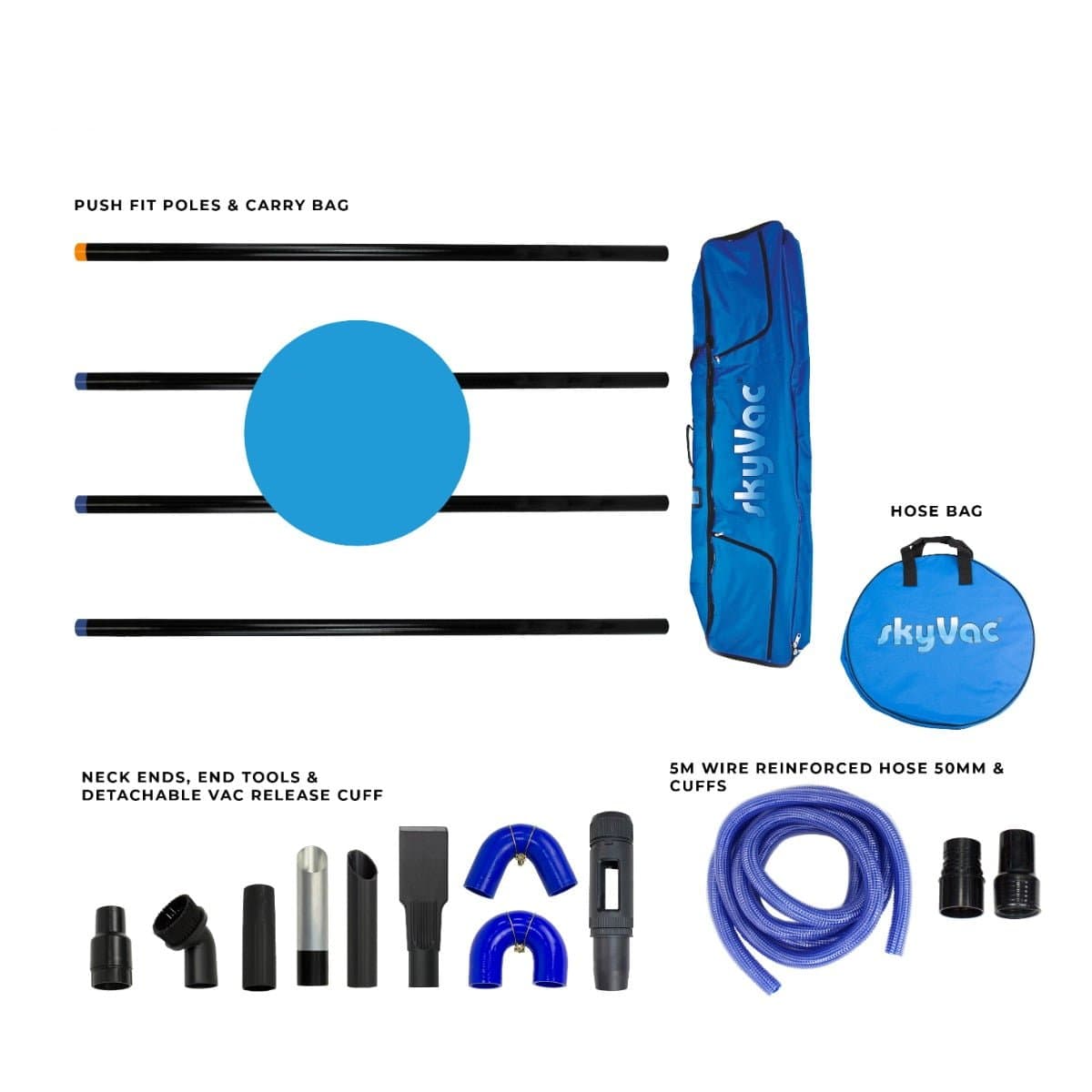 skyVac Standard 44mm Push Fit Carbon Fibre Gutter Pole Set - Commercial Cleaning Machines Ltd