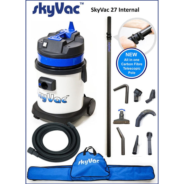 SkyVac Internal 27 With High Reach Telescopic Suction Pole or Push Fit Poles - Commercial Cleaning Machines